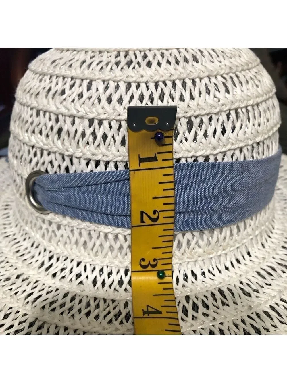Off White Woven Wide Brim Kids Summer Hat OS